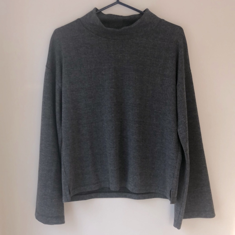 Madewell Wide-Sleeve Mockneck Top in Glen Plaid